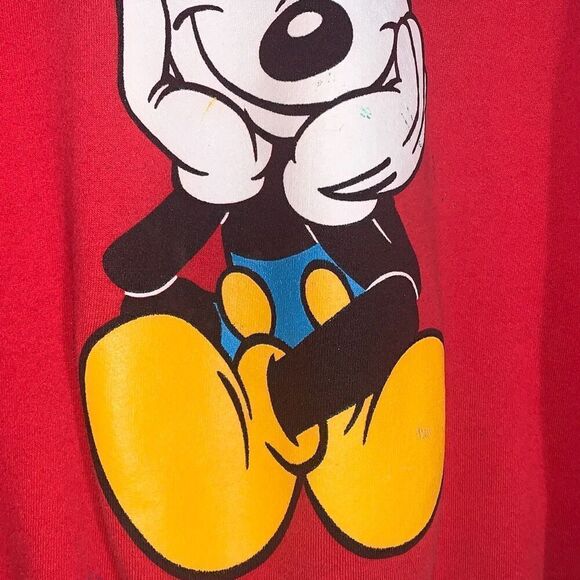 Mickey & Co Mouse Double Sided Graphic Red Sweatshirt Adult Large Vintage 90s Di - Picture 3 of 16